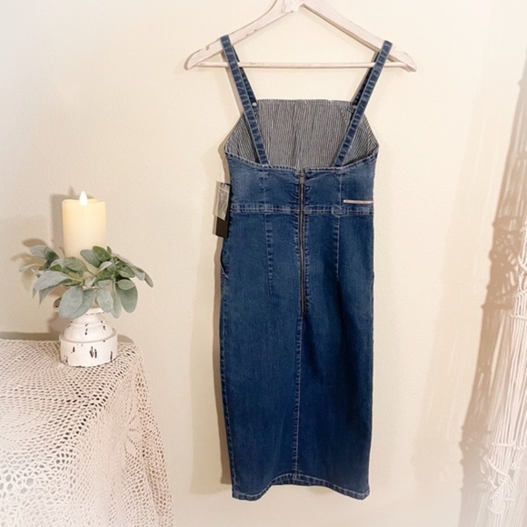 Guess Dark Denim Midi Dress with Straps and Side Slit - Picture 8 of 13